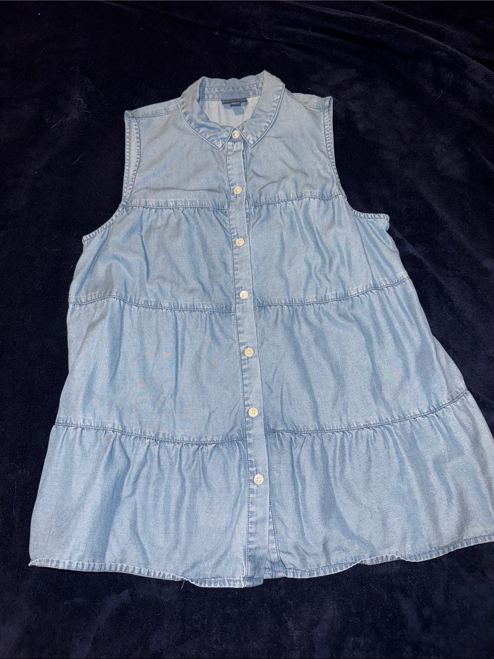 J. Jill Light Blue Sleeveless Denim Tiered Tunic